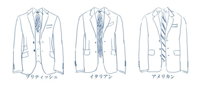 ジャケットのスタイル3種類