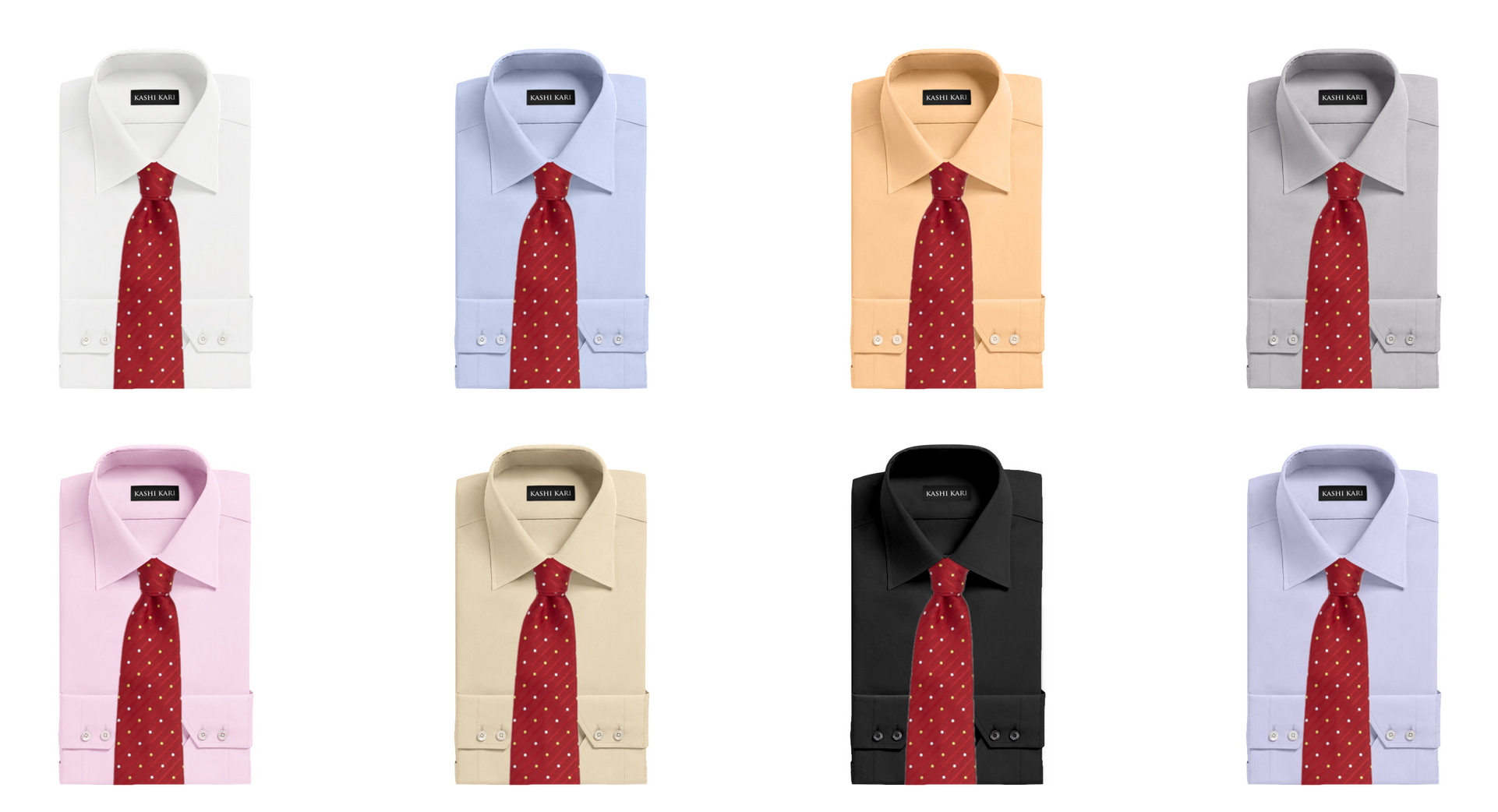 レッド（赤）ネクタイと無地シャツの着こなし・組み合わせ