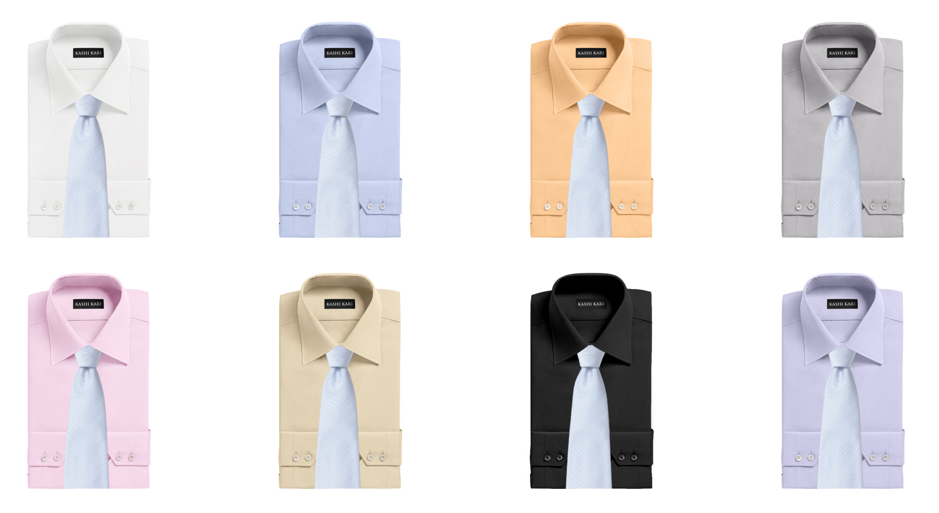 サックス色のネクタイと無地シャツの組み合わせ