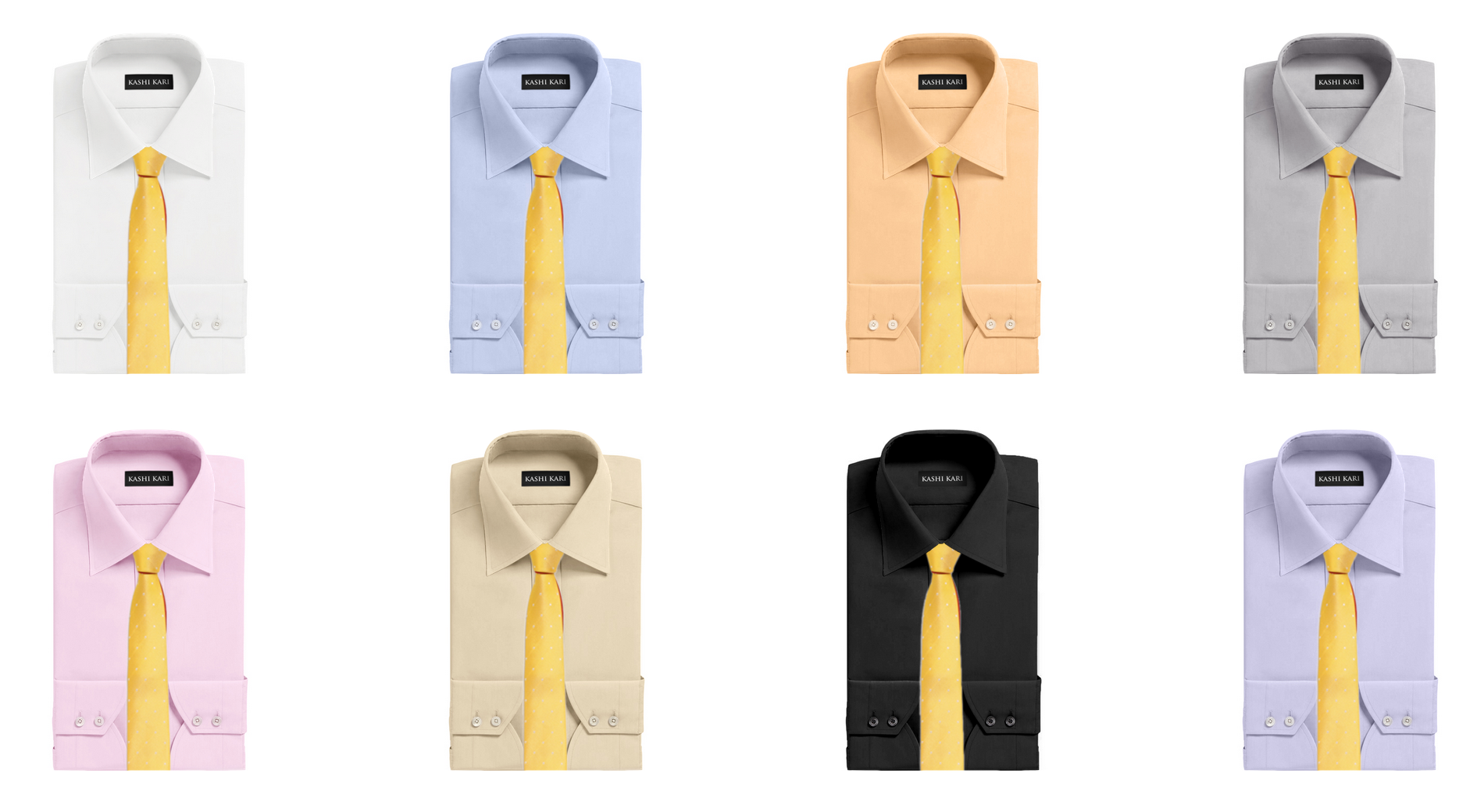 イエロー（黄色）ネクタイと無地シャツの組み合わせ・コーディネート