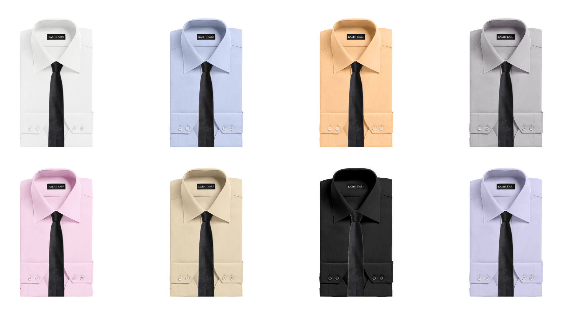 ブラック（黒）ネクタイと無地シャツのコーディネート・組み合わせ