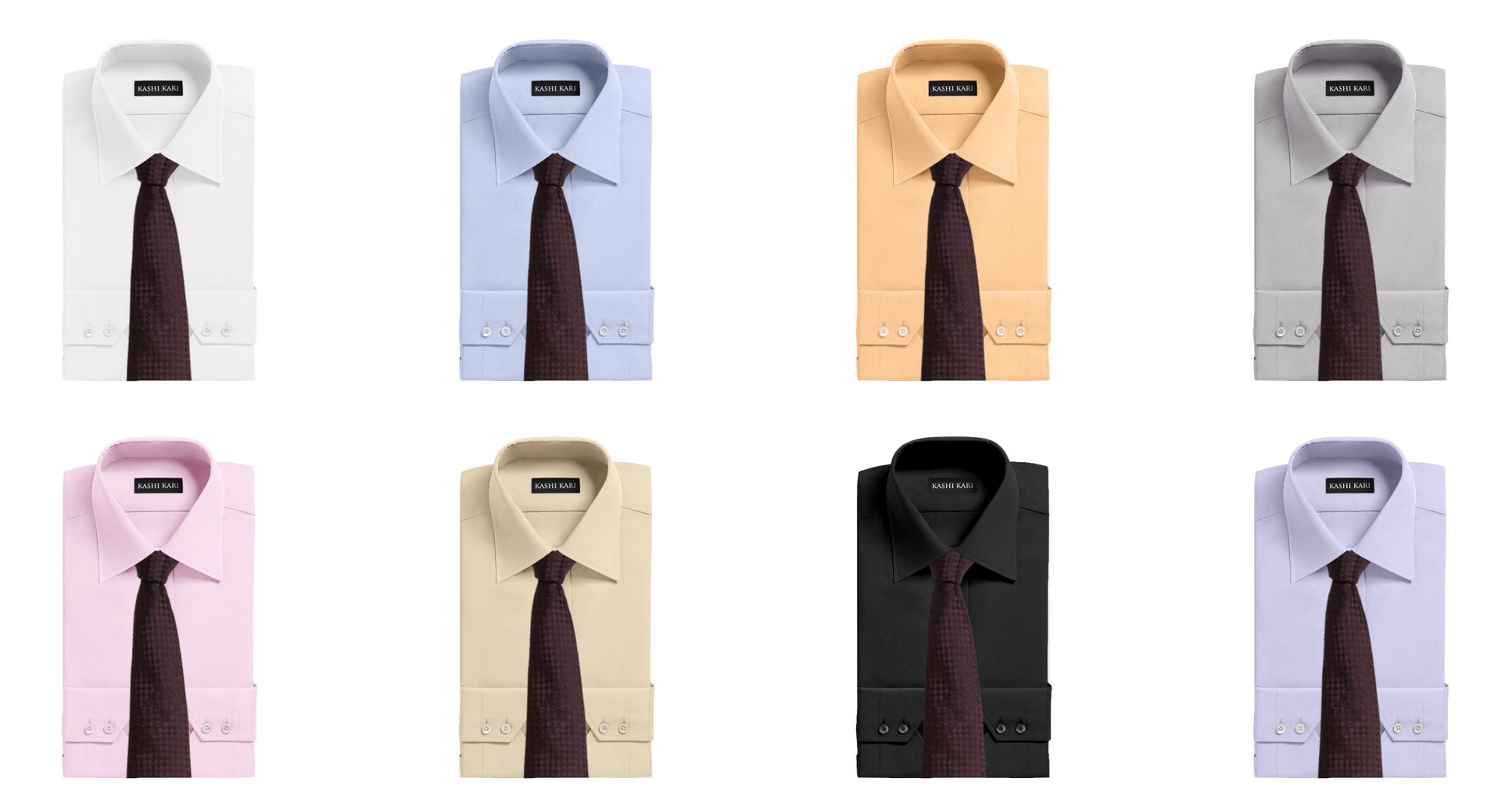 ブラウン系のネクタイと無地シャツのコーディネート・組み合わせ